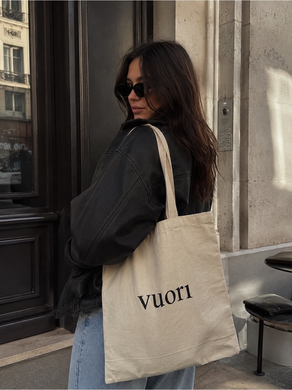 Vuori Natural Canvas Tote with Black Logo